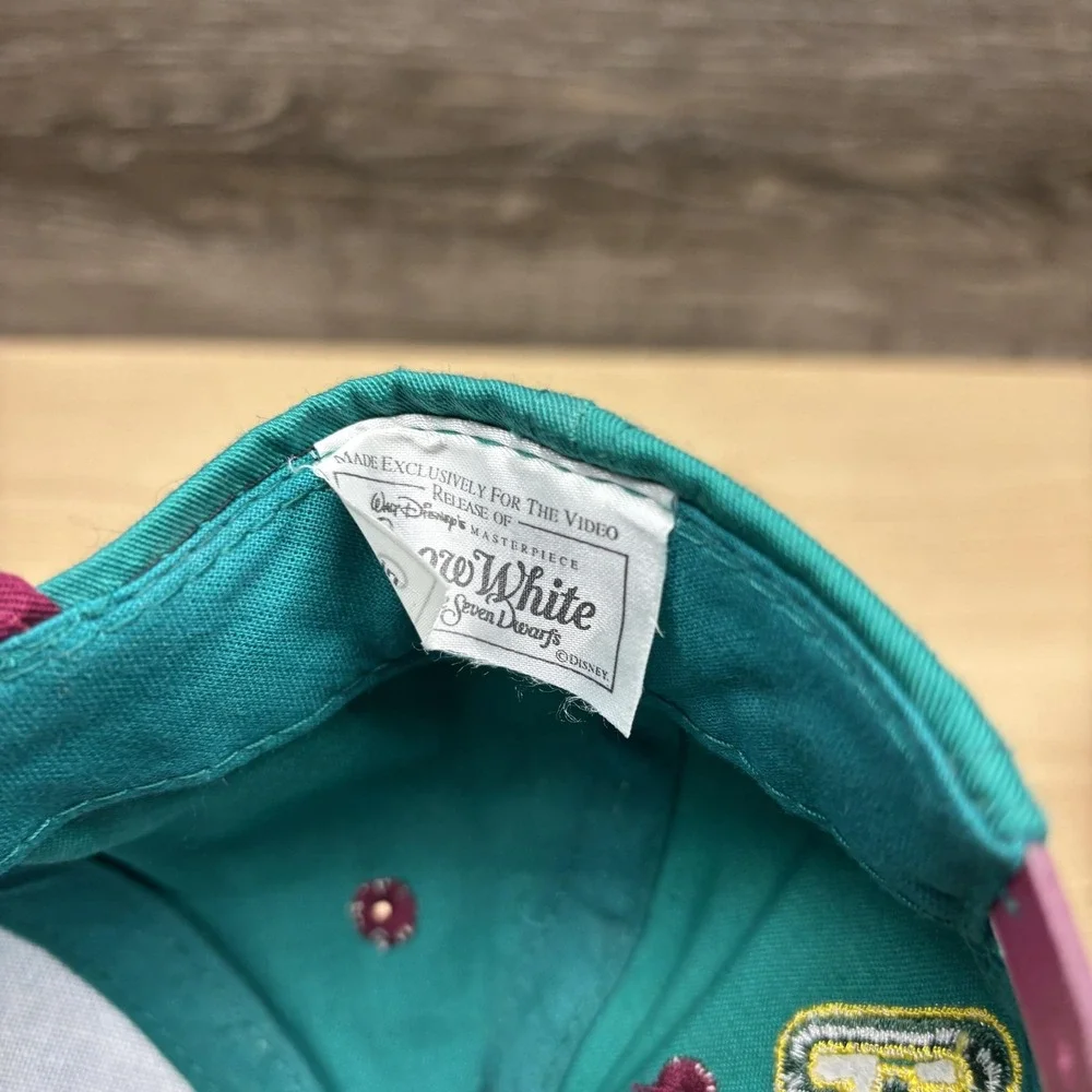 Vintage Disney Grumpy Hat Cap Snap Back Youth‎ Teal Purple Snow White 1990s